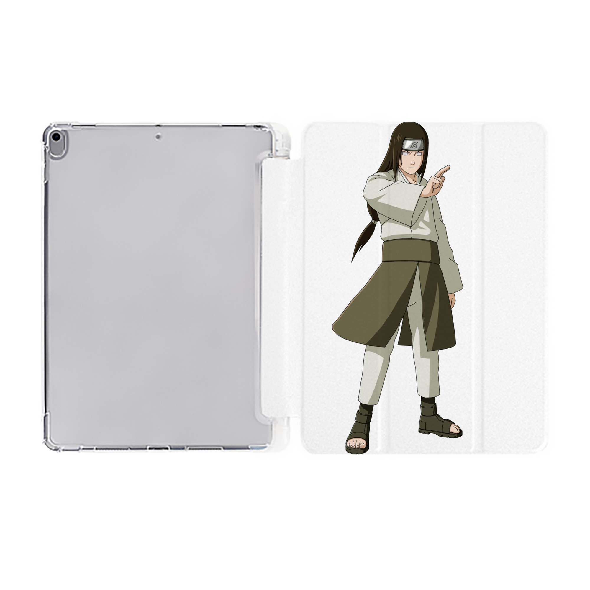 （画像用） NARUTO -ナルト- 日向ネジ Hyūga Neji IPad ケース ペン収納付き 三つ折りスタンド PUレザー×シリコン 対応機種9.5/10.5/10.9インチ